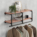 industrial pipe clothing rack with top shelf, space-saving, main product view