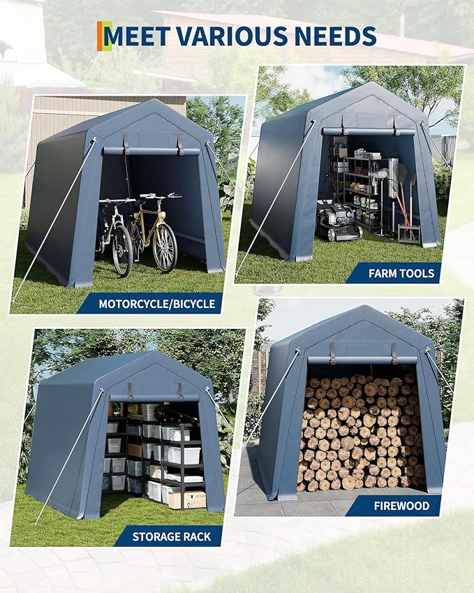 6x6 FT Outdoor Storage Shed, Portable Carport - Image 3