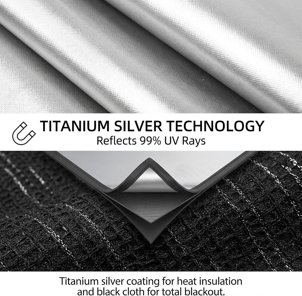 4PCS Car Window Sunshade, Blackout Car Window Covers for Ultimate Privacy, Foldable Side Window Shade, Not Blocking Rearview Mirror View, Fit for Camping, Travel and Daily Use (Black & Silver)
