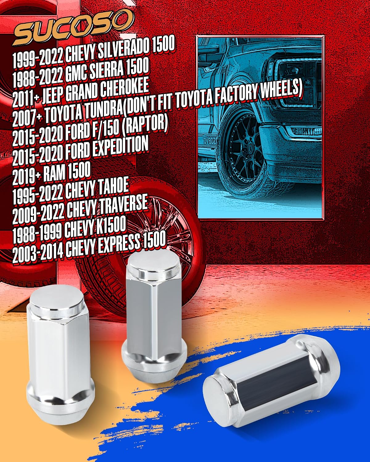 M14x1.5 Lug Nuts for Chevy Silverado Ford GMC, 24Pcs 1.8" Length 14mmx1.5 Lug Nuts for Aftermarket Wheels, 14x1.5 Wheel Nuts for Silverado 1500 Avalanche Colorado Suburban K1500 Yukon Traverse Acadia