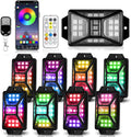 8 Pods Full Angle RGB Rock Lights Compatible with 12V Trucks Jeep UTV SUV ATV Boat Golf Cart, Waterproof, Multi-Color,Brake Light, App/Remote Control Led Rock Lights with Music Mode(Patented)