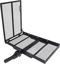 ECOTRIC 46.2 X 26.8 X 38.7 Inch Hitch Cargo Carrier W/Ramp Foldable 500 Lbs | Trailer Hitch Mount Steel Wheelchair Carrier Mobility Scooter Ramp 2" Hitch Receiver for Snow Blower SUV Truck Van Car