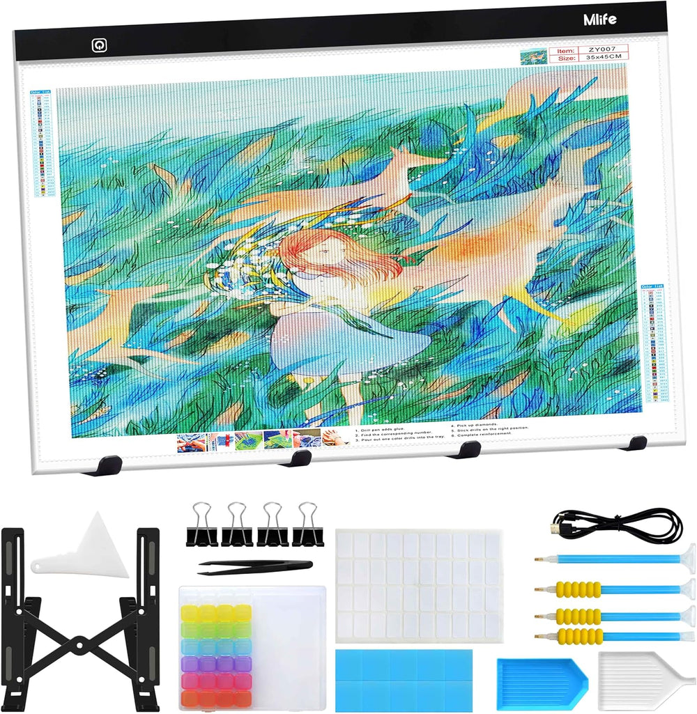 Mlife A2 Light Box Kit for Diamond Painting, Adjustable Brightness Diamond Li...