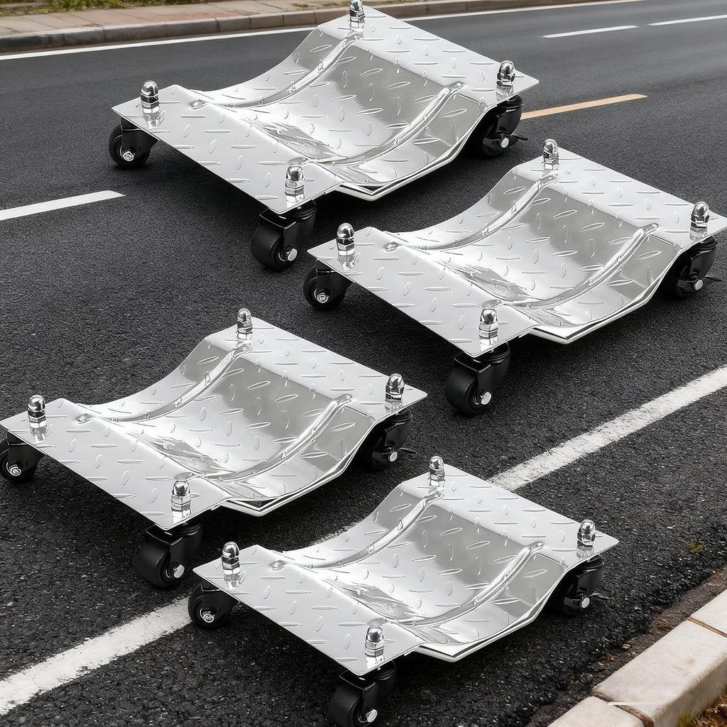 GarveeHome Car Wheel Dolly, 6000LBS Load Bearing Car Dolly Set of 4, Heavy-Duty Vehicle Dolly for Moving Cars, Trucks, Trailers, Motorcycles and Boats, Silver