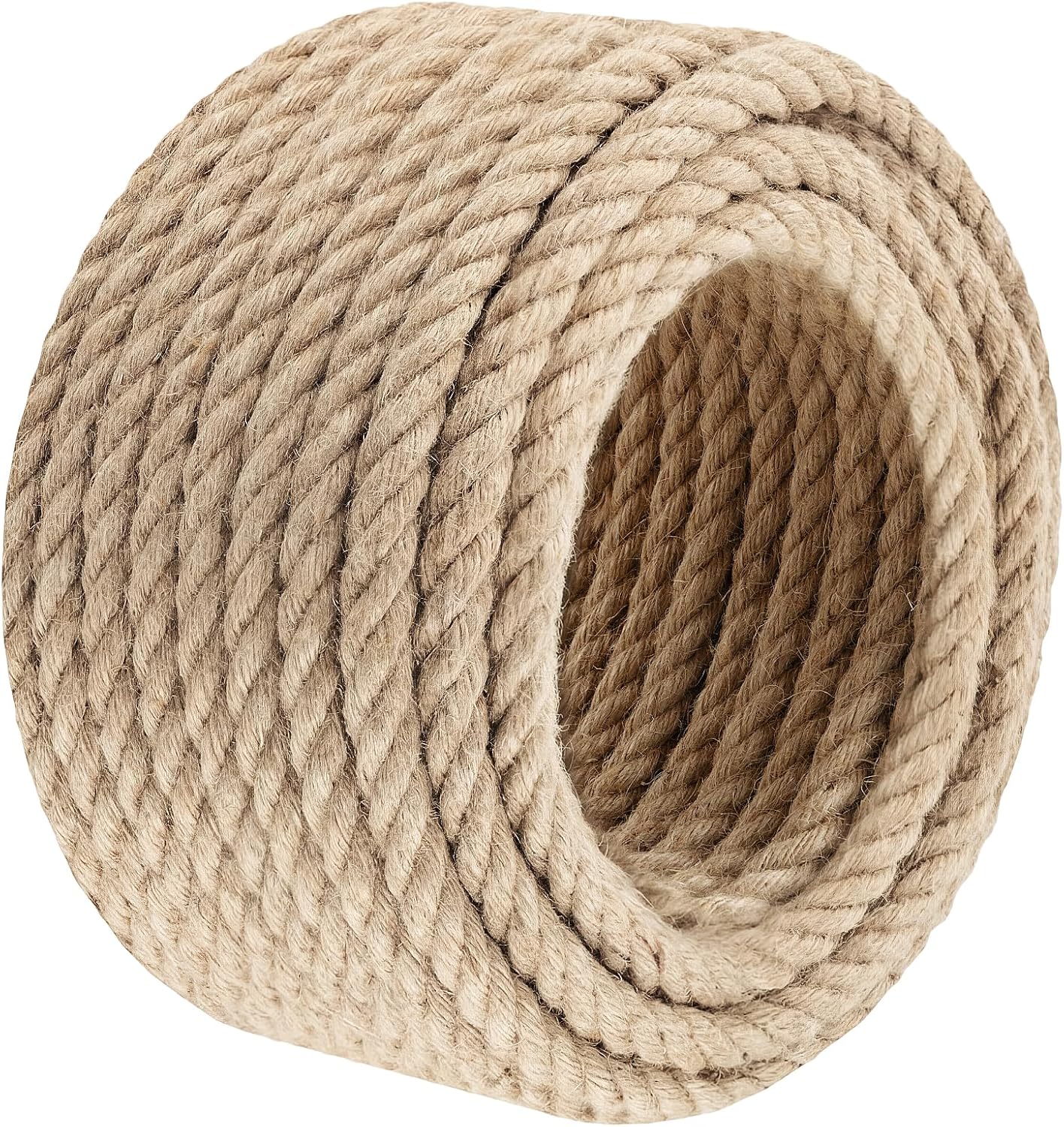 Jute Rope Heavy Duty - 1/2inch 50ft Natural Twine Twisted Manila Hemp Ropes Indoor and Outdoor Decorative Kits for Crafts Porch Swing Nautical Tug of War Deer Hunting Landscaping