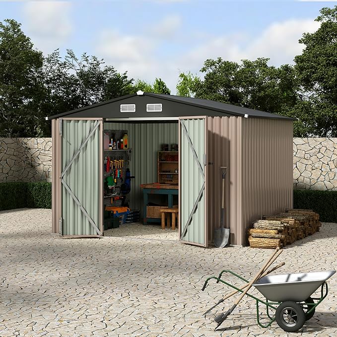 8x10 FT Metal Storage Sheds Outdoor, Metal Yard Sheds Garden Shed Kit, Tool Shed - Image 9