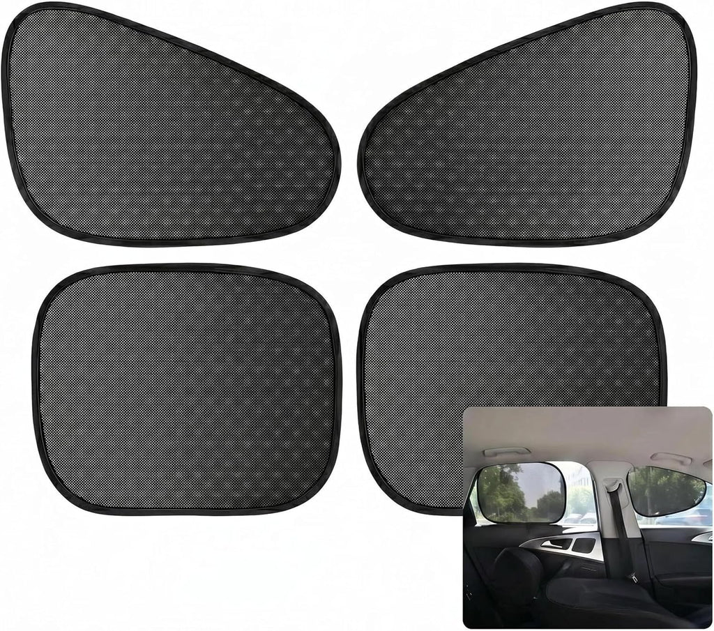 4 PCS Car Window Sun Shades, Static Suction Car Side Windows Sunshade, Front Rear Window Sunshades, Universal Car Accessories for Sun Protection & Privacy (Black)