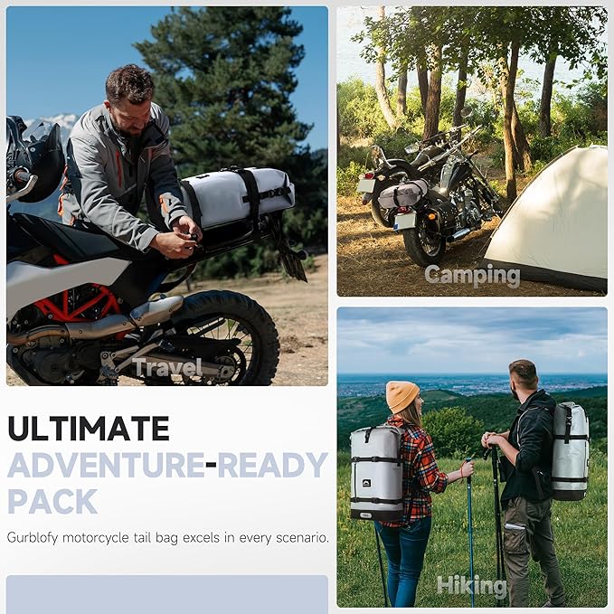 Motorcycle Tail Bag, 30L Waterproof Motorcycle Saddle Bag, 2 Size and 3 Color - Image 5