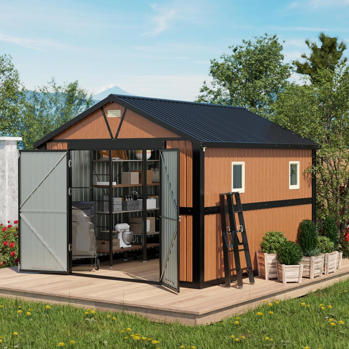 10x12 Ft Outdoor Storage Shed, Extra Large Metal Shed