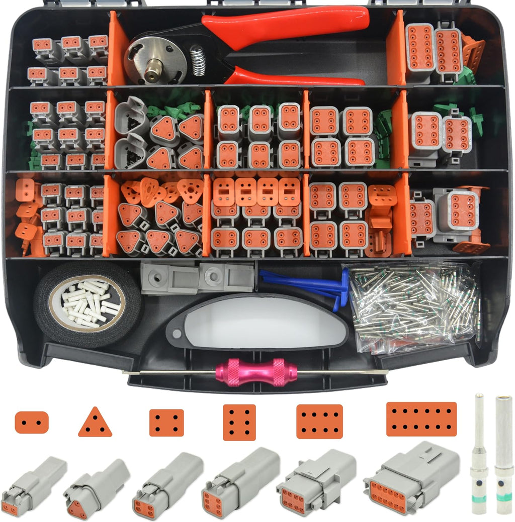 378 PCS DT Deutsch Series Waterproof Connector Kit, 2 3 4 6 8 12 Pin Connectors