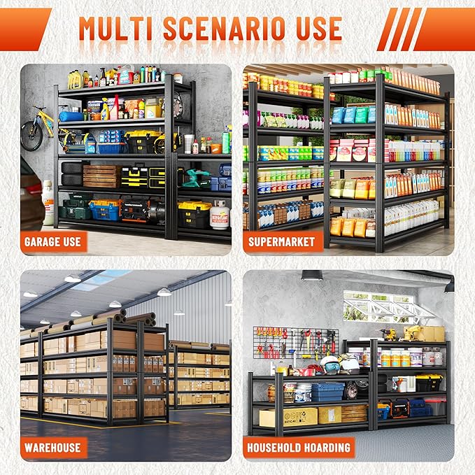 5-Tier Heavy Duty Metal Shelving Unit, 2500LBS Capacity Garage Storage Shelf - Image 9