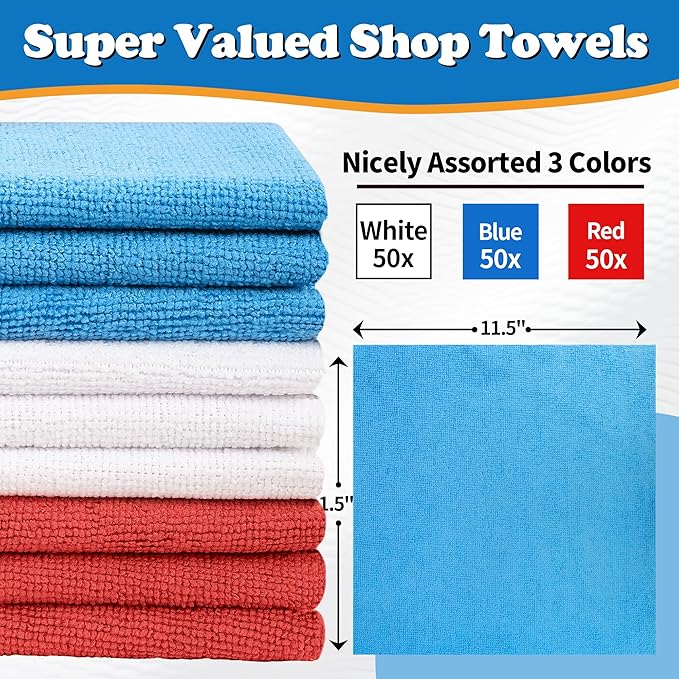 FIXSMITH Shop Towels, Microfiber Cleaning Cloth Bulk, Microfiber Towels - Image 2