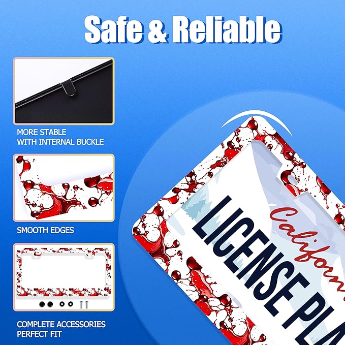 Scarry Blood Splattered License Plate Frame Halloween License Plate Stainless - Image 2