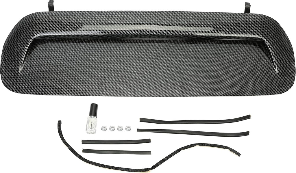 KUAFU Front Upper Hood Scoop Sport Hood Compatible with 2010-2022 Toyota 4Runner & 2012-2015 Toyota Tacoma Carbon Fiber Style Bulge Insert Upgrade Air Flow Scoop Kit Replacement for TO1231103