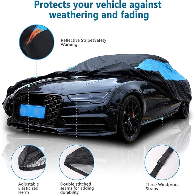 MORNYRAY Waterproof Car Cover All Weather Snowproof UV Protection Windproof - Image 6