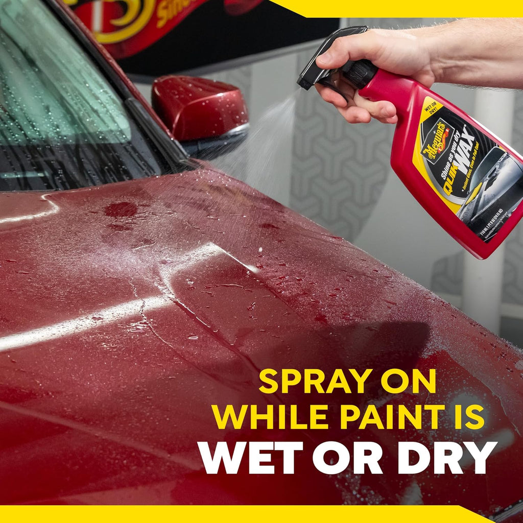 Meguiar's Quik Wax, Spray Wax for Car Detailing that Creates a Deep Shiny Look, Can Be Applied to Wet or Dried Paint and In Direct Sunlight, Moisture Rolls Off Waxed Paint, 24 Oz