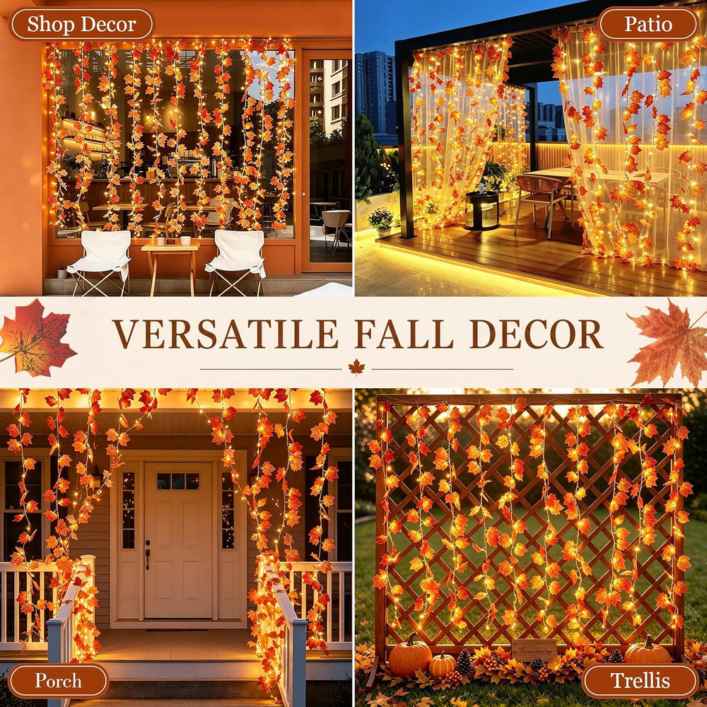 suddus Curtain Lights, Fall Garland with Lights for Office, Porch, Halloween,...