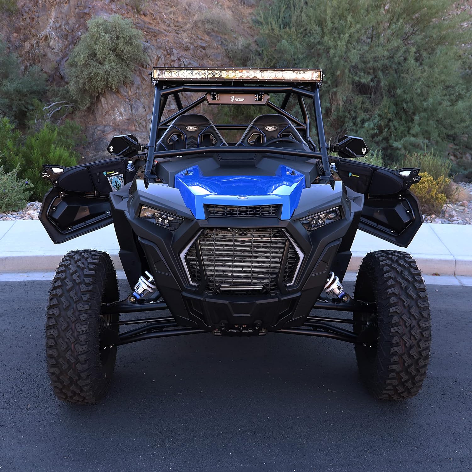 RZR Side Door Bags, Chupacabra Offroad Front Door Side Storage Bag Set w/Knee Pad for 2014 2015 2016 2017 2018 2019 2020 Polaris RZR XP Turbo Turbo S 1000 S900 (Install Video Included)