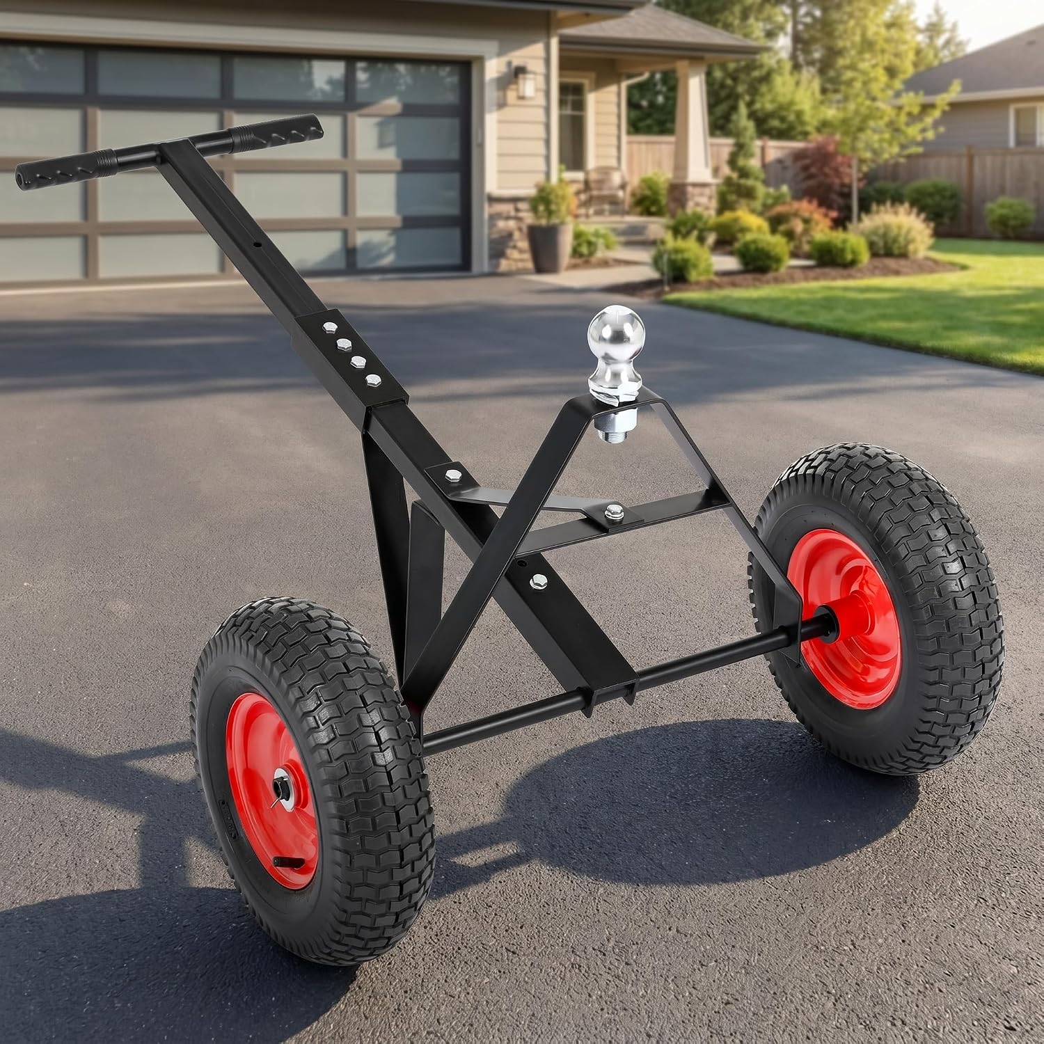 Steel Trailer Dolly 2in Ball 600lb Capacity for Car RV Boat Camping with 13in Pneumatic Tires