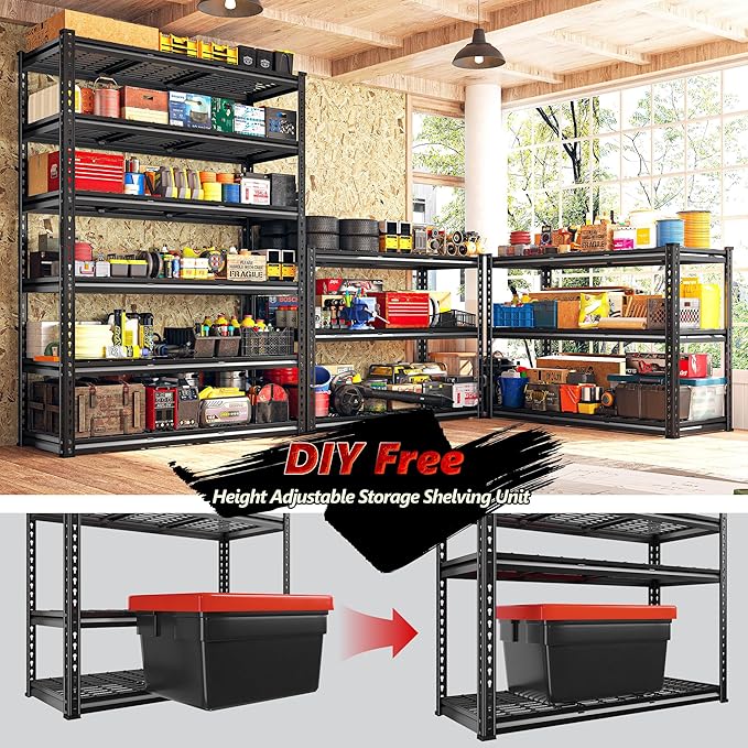 REIBII 3300LBS Garage Shelving 48" W Storage Shelves 6 Tier Garage Shelving - Image 6