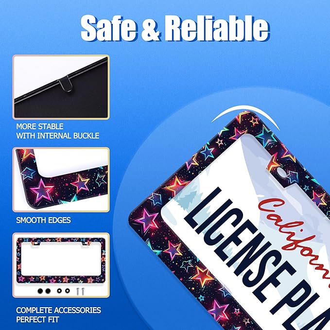 Colorful Stars License Plate Frame Starry Sky License Plate Holder Funny Car - Image 2