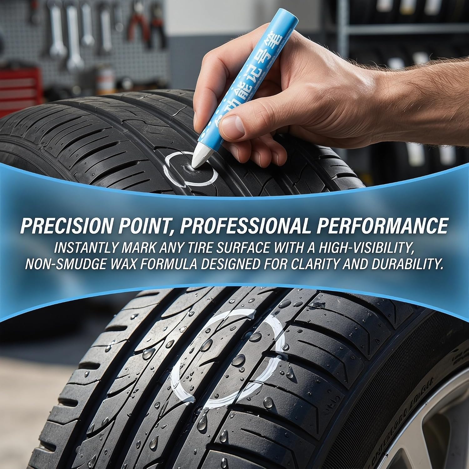 8pcs White Wax Tire Marker Pens for Rubber Tires and Wood Comfortable Grip and Lasting Markings Water-resistant Car Pens for Workshop and Construction Sites