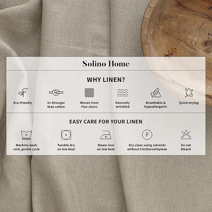 Solino Home Linen White Table Runner 72 Inches Long - 100% Pure Linen Hemstit...