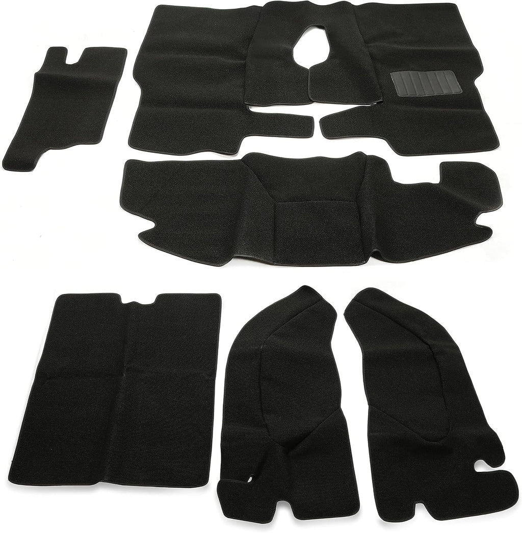 Kojem Full Set Carpet Kit Floor Liner Compatible with 1997-2006 Jeep Wrangler TJ Interior Floor Rug Mat Carpet Pad Black 6PCS