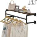 industrial pipe clothes rack with top shelf and, main product view