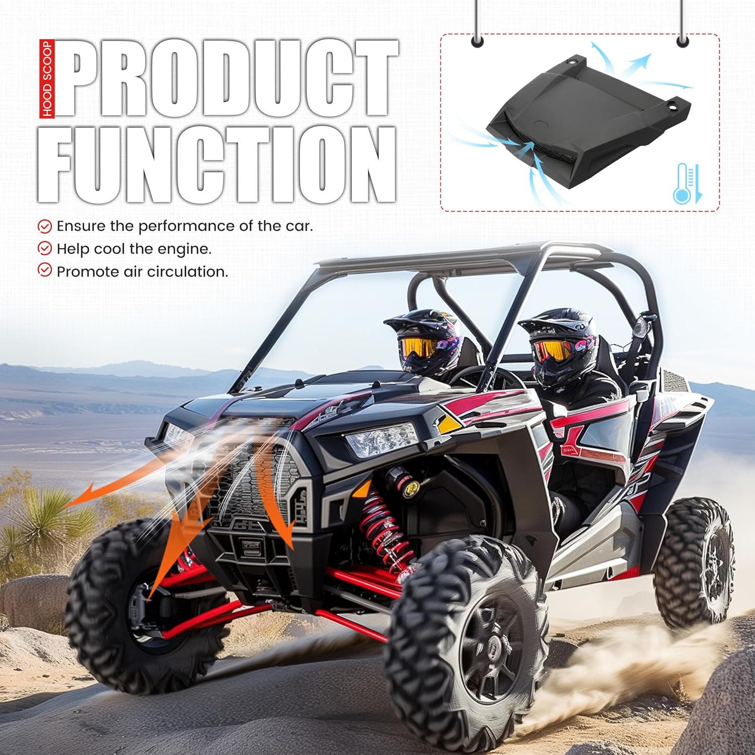 Kojem Hood Scoop Compatible With 2014-2018 Polaris RZR XP 1000; 2014-2018 RZR XP 4 1000/XP 1000; 2015-2020 900/S/XC; 2016-2020 1000 S Replacement for 2881467 NOT for RZR Turbo