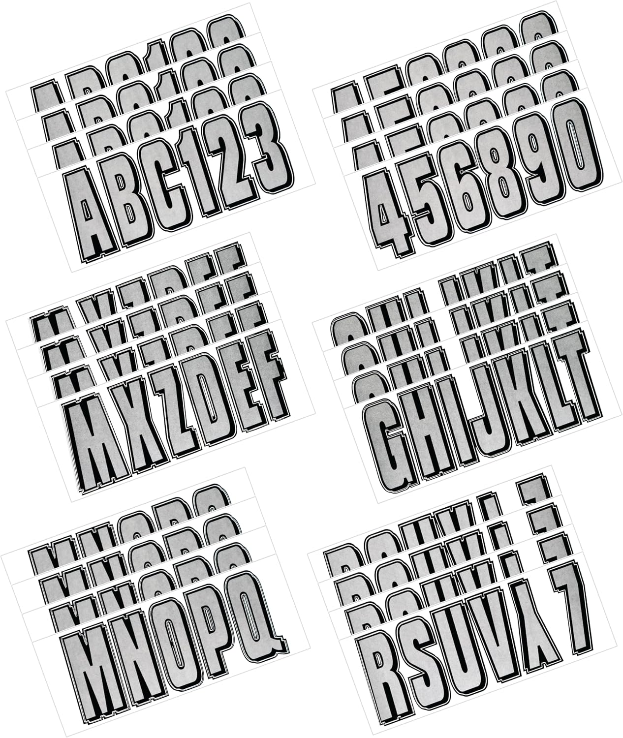 Hardline Products USA Series 320 Boat Registration Numbers Kit - 3 Inch Silver/Black Marine Vinyl Decals - USCG Compliant Lettering for Hull, PWC & Jet Ski - Fuel & Fade Resistant
