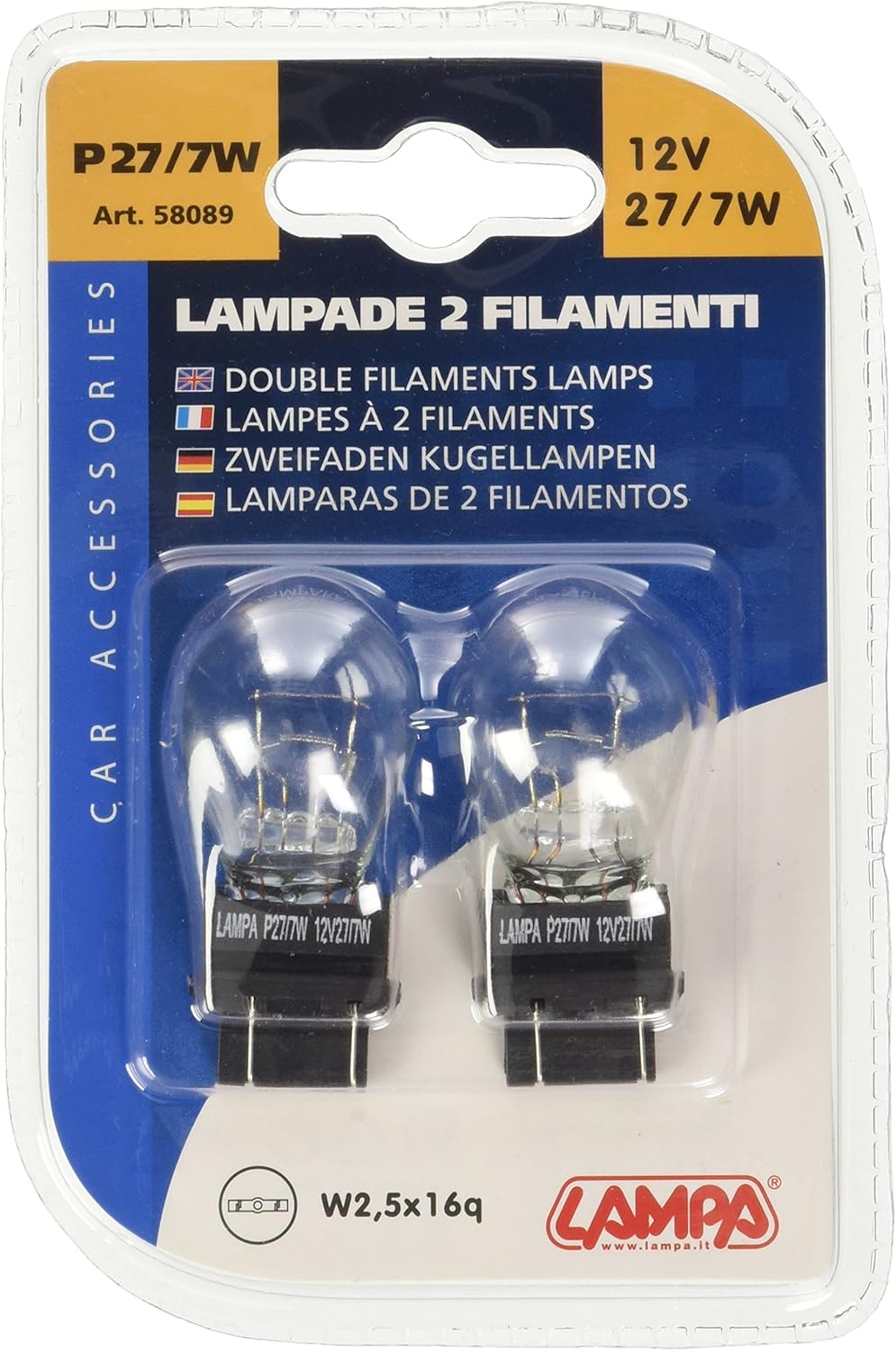 Lampa 58089 Lampada 2 Filamenti, P27, 7W, 12V