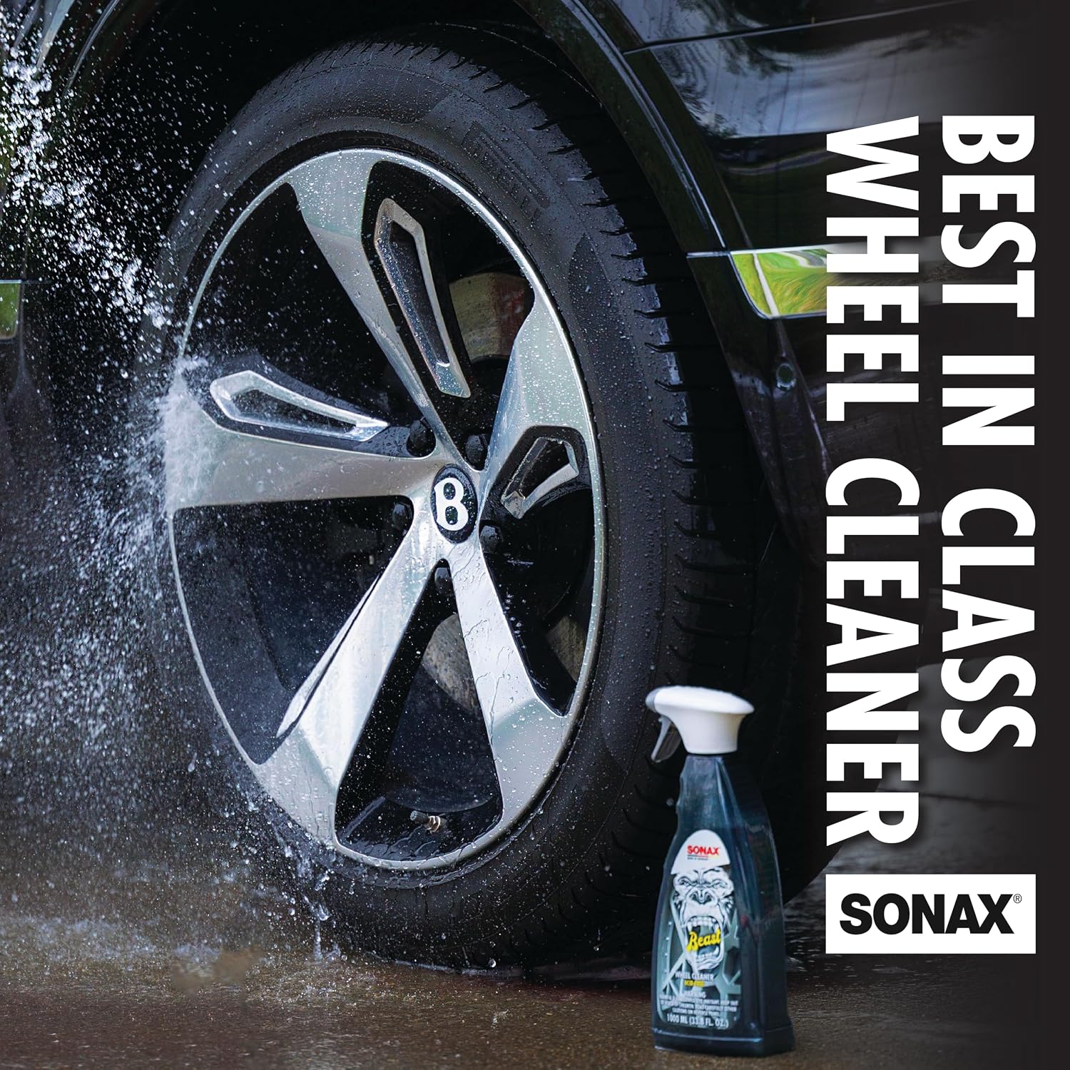 SONAX Beast Wheel Cleaner | Color-Changing Formula for Wheels & Rims | Dissolves Baked-On Contamination, Road Grime & Iron Particles | Safe for Factory and Aftermarket Finishes | 1 Liter | 33.8 oz