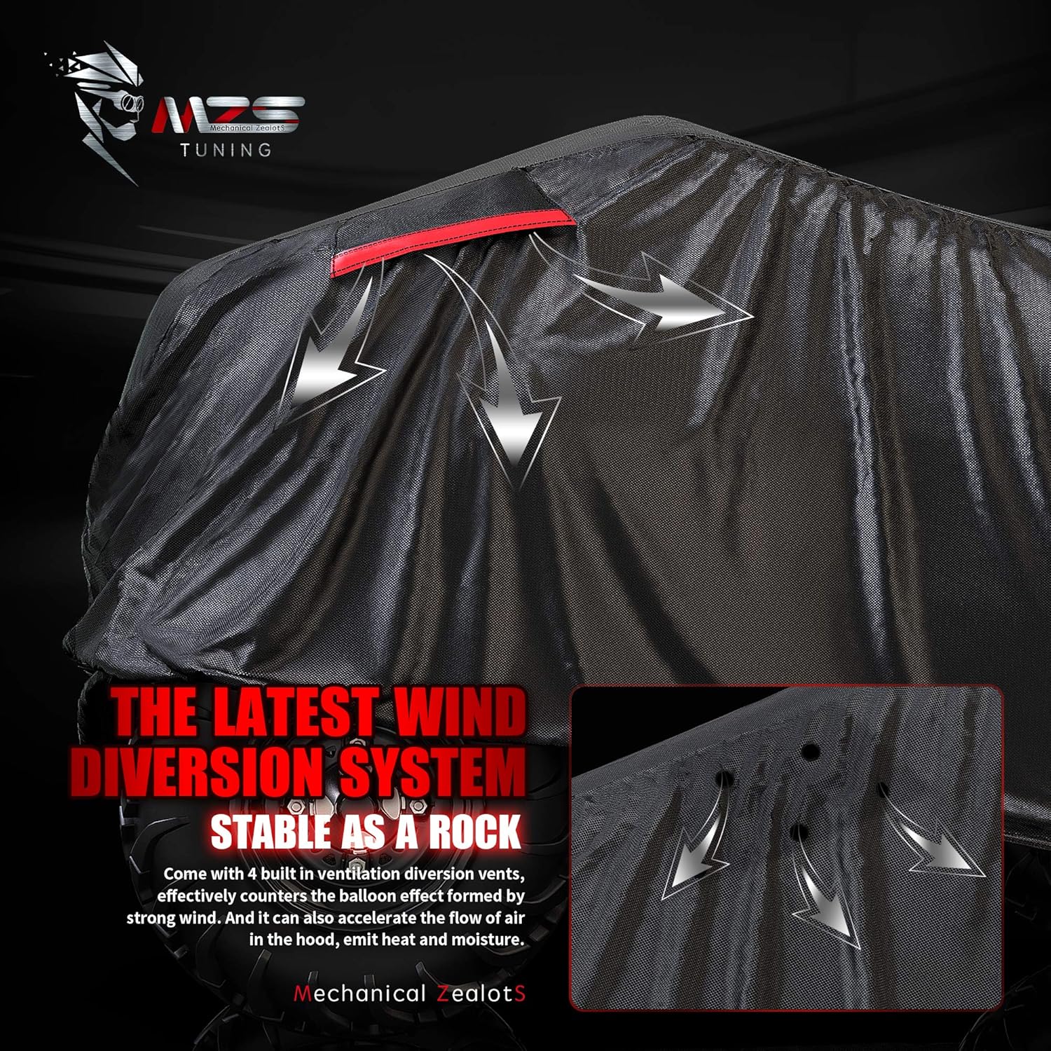 MZS ATV Cover Waterproof Outdoor, 76" 4 Wheeler Cover Storage, Quad Covers Protection Accessories Compatible with TRX400EX TRX250TM TRX250X 400X Wolverine Raptor Bayou Bruin YFZ450 DS250 KVF300 ATC