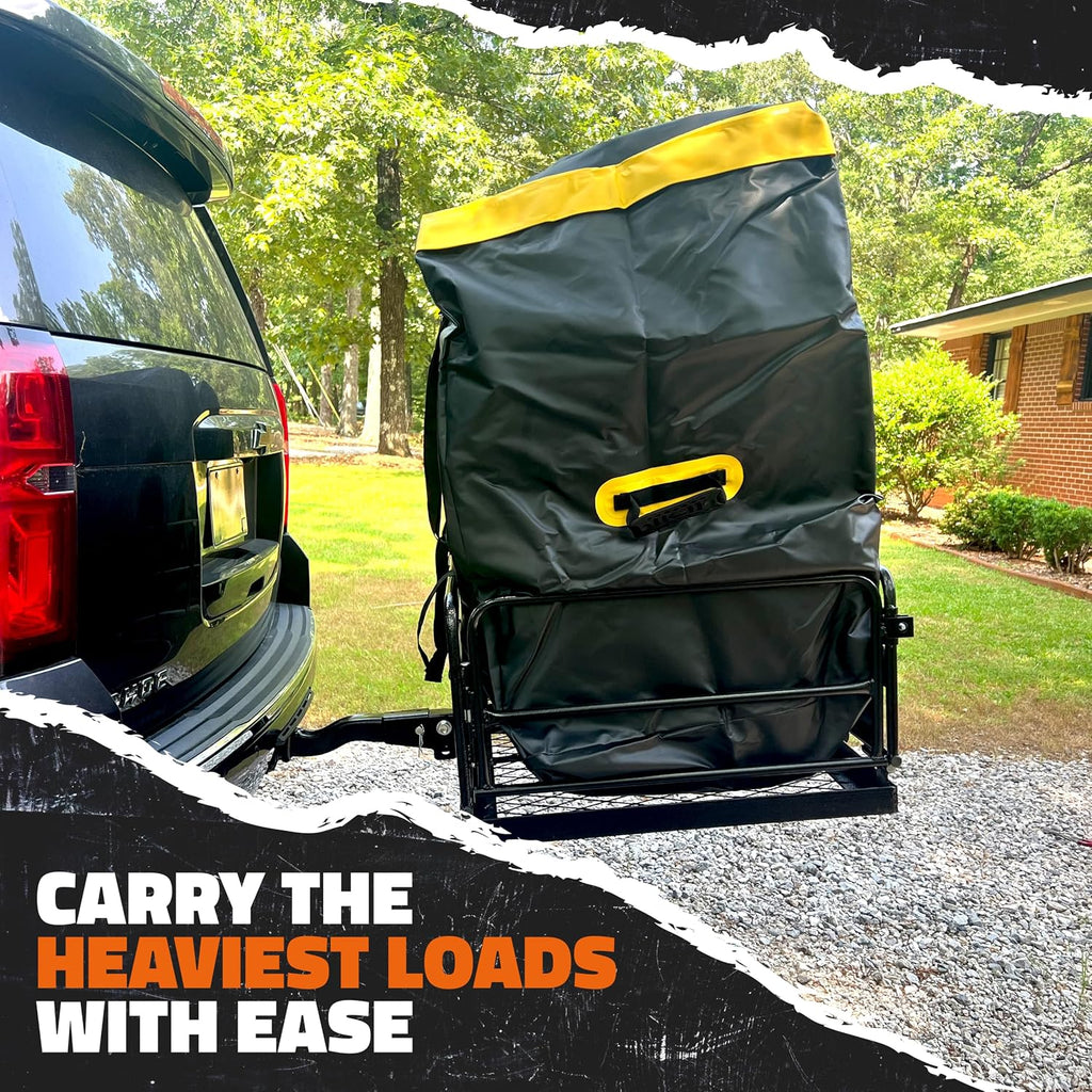 Mockins 30 Cu Ft Trailer Hitch Cargo Carrier Bag for Road Trips & Camping | 60"x24"x36" Weatherproof Cargo Bag for Hitch Carrier | Waterproof Truck Bed Storage Set | Vinyl Vehicle Soft-Shell Carriers
