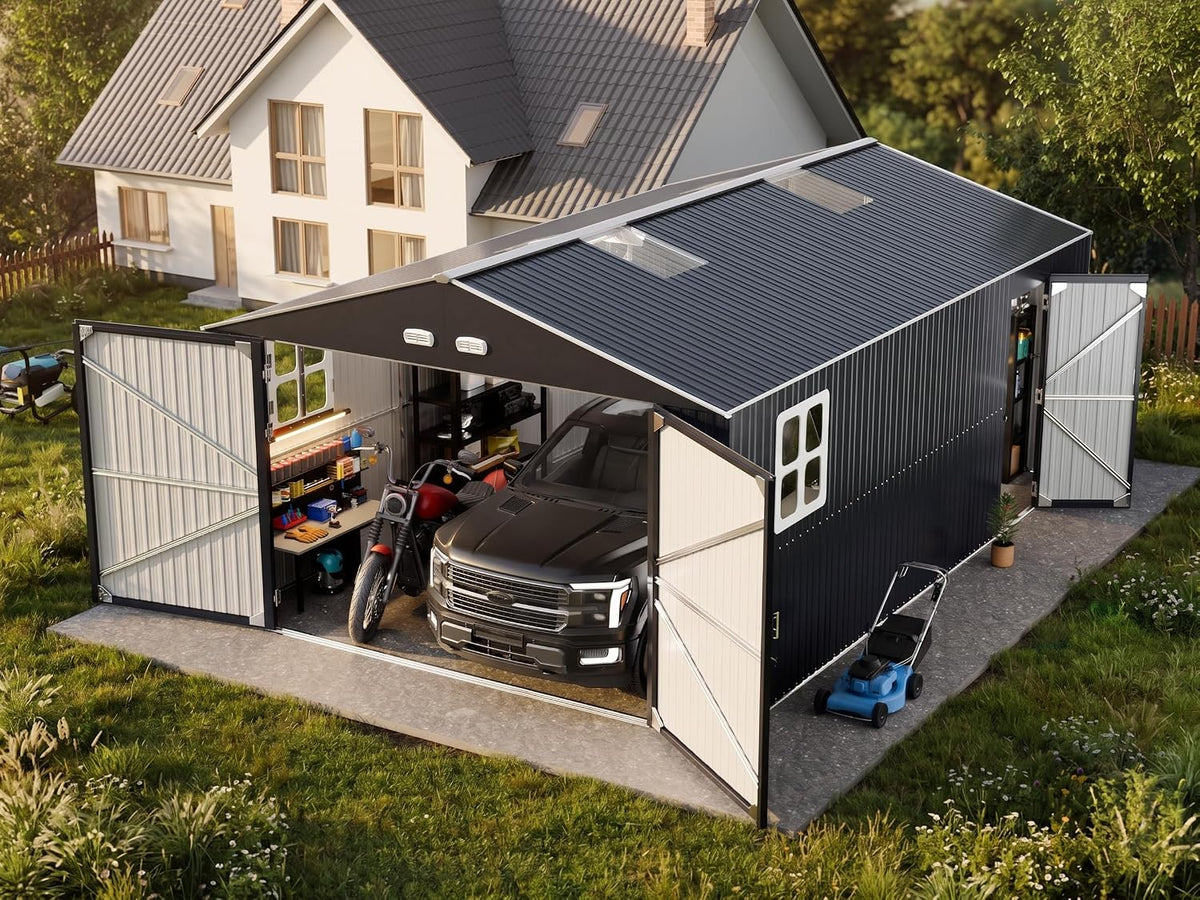 military-grade 13x20 ft metal garage large outdoor storage, main product view