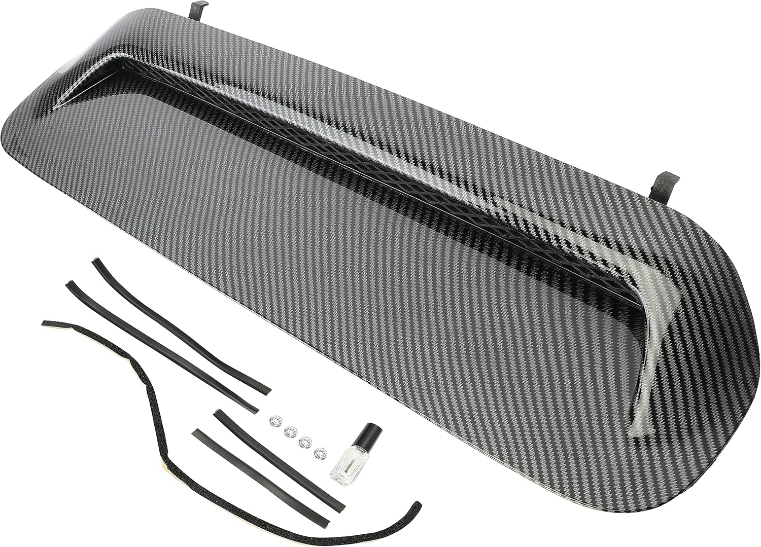 KUAFU Front Upper Hood Scoop Sport Hood Compatible with 2010-2022 Toyota 4Runner & 2012-2015 Toyota Tacoma Carbon Fiber Style Bulge Insert Upgrade Air Flow Scoop Kit Replacement for TO1231103