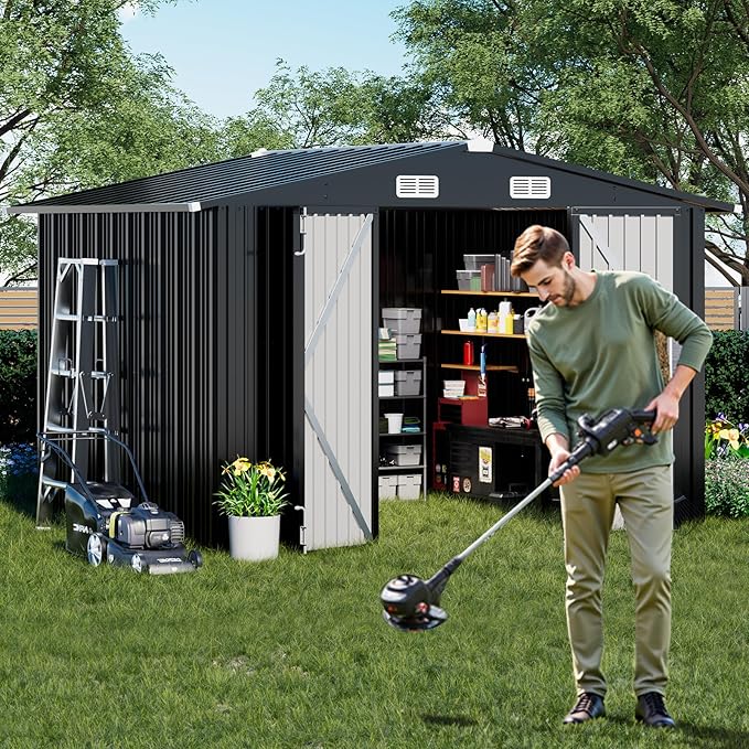 COMHOMA Shed Outdoor Storage Shed Metal, Lockable Doors Tool Sheds - Image 8