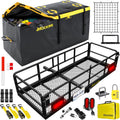 Mockins 60"x24"x14" High Rail Trailer Hitch Cargo Carrier with Rear Lights | Includes 30 CuFt Cargo Bag for Hitch Carrier & Plate Bracket | 500 Lbs Capacity All-Weather Luggage Rack for SUV Car Truck RV