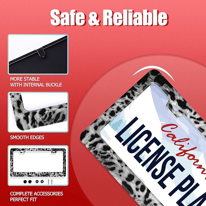 Beautiful Leopard Print License Plate Frame Cheetah Print Texture License Plate - Image 4