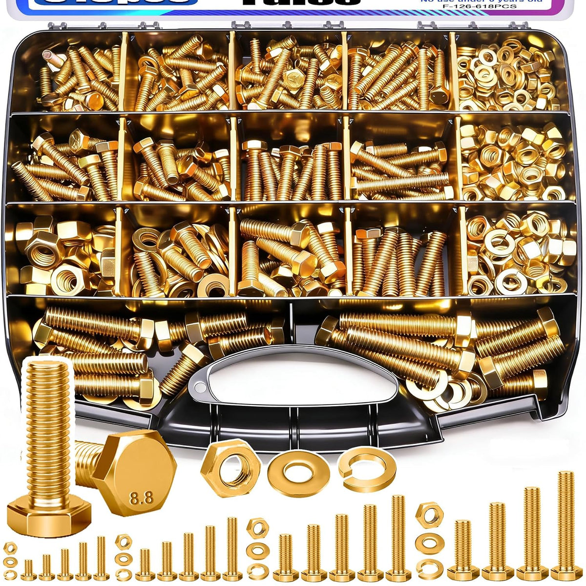 taiss grade 8.8 bolts and nuts assortment kit,1/4-20,5/16-18,3/8-16,1/2-13, main product view