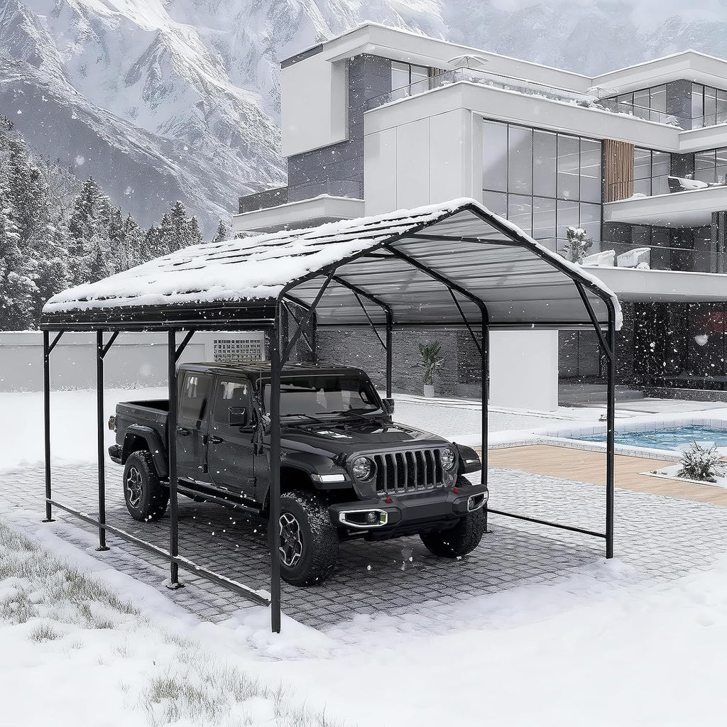 leveleve 10x15 ft heavy-duty metal carport, galvanized steel, main product view