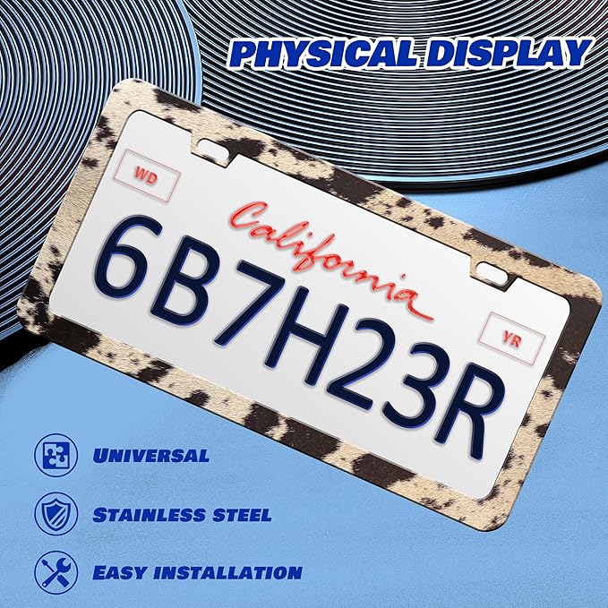 Brown Cow Print License Plate Frame Animal License Plate Frames Personalise - Image 3