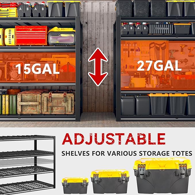 REIBII 60" W Garage Shelving Heavy Duty 2500LBS Storage Shelves 4-Tier Garage - Image 5