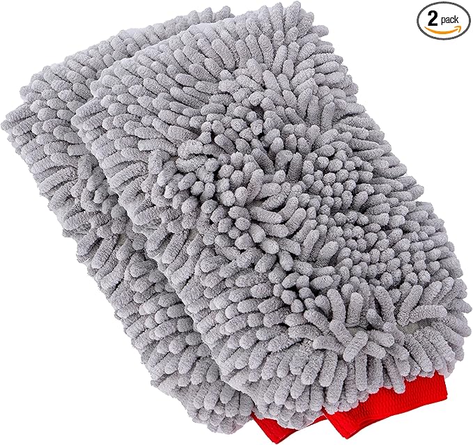 MOTHERS Premium Chenille Car Wash Mitt, Scratch and Lint Free, 2 Pack by Mothers