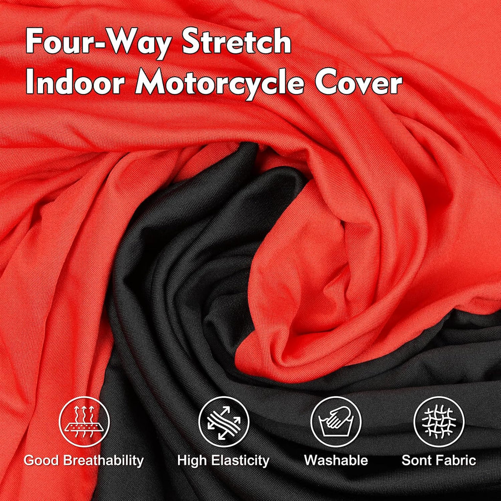 indoor motorcycle cover xl, stretch fabric, 96 x shown in use