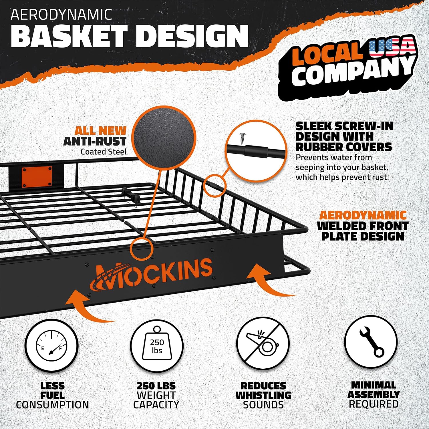 Mockins 90"x50"x5" XXL Heavy Duty Roof Rack Cargo Carrier w/ 250 Lbs. Cap | With 50 Cu Ft Waterproof Soft Vinyl Rooftop Cargo Bag | Roof Basket for SUV Car Truck RV & Van w/ Car Top Carrier Accessories