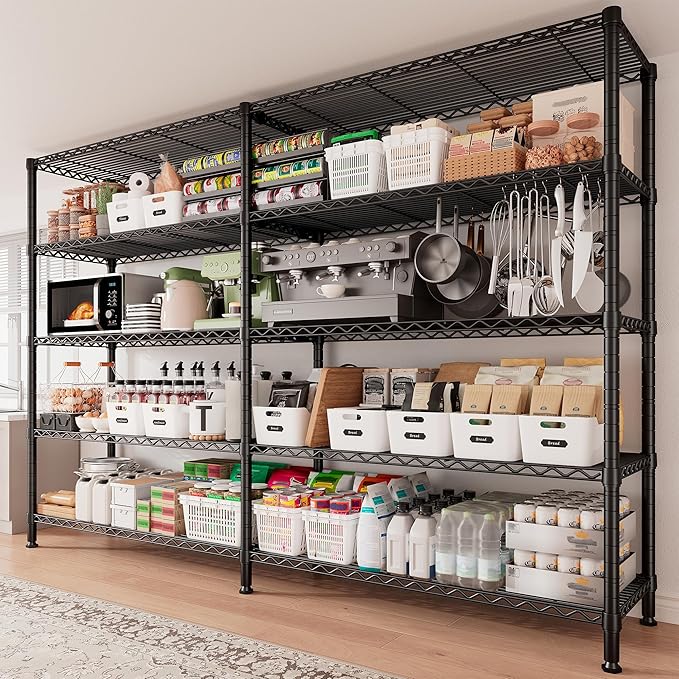 REIBII 70"W Storage Shelves Load 1600LBS, Metal Shelving 5-tier Wire Shelving - Image 9