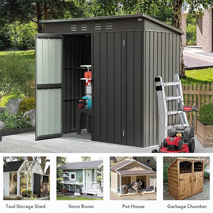 IKERY Galvanized Steel Garden Shed 6' x 4' - Image 6