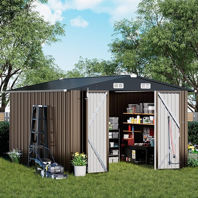 COMHOMA Shed Outdoor Storage Shed Metal, Lockable Doors Tool Sheds - Image 2